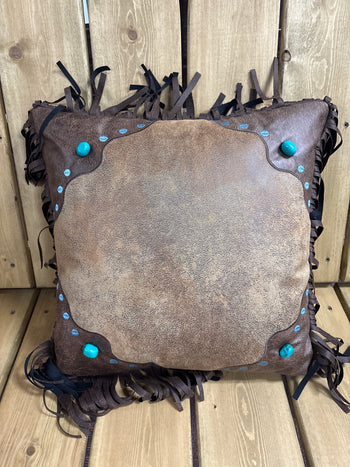 Curved Corner Pillow with Turquoise